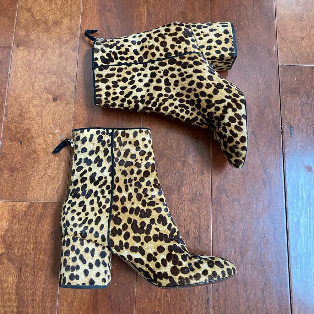 J.Crew Sadie Calf Hair Leopard Block Heel Bootie - Picture 4 of 6